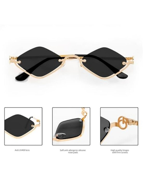 Retro Y2k Sunglasses for Women Men,Trendy Semi-Rimless Sun Glasses Irregular main image 5